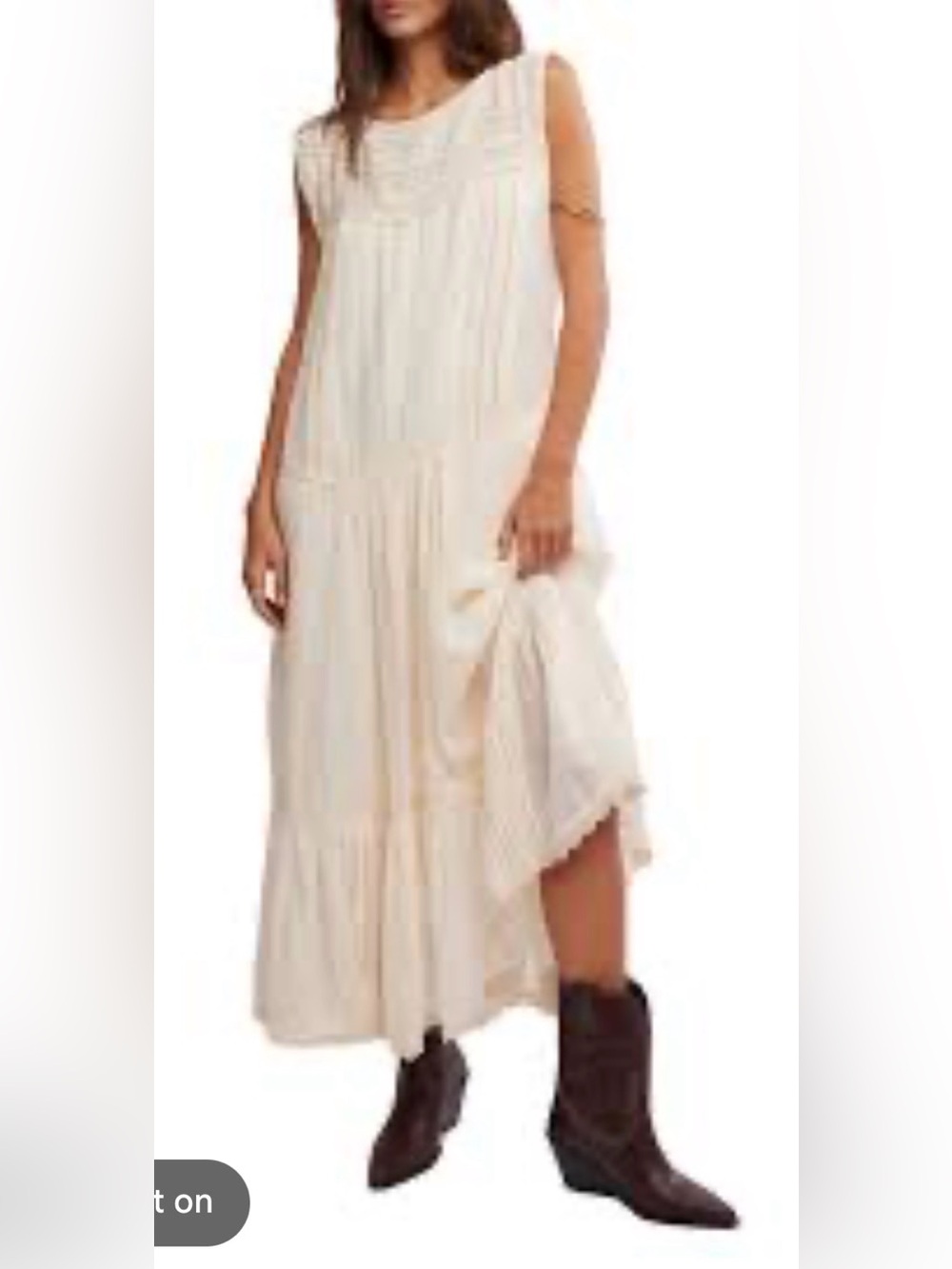 Free People Meadows Edge Maxi Dress Women’s Size Small Ivory Eyelet Lace Pintuck